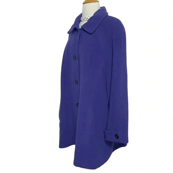 Lands’ End 20W periwinkle wool + cashmere blend pea swing coat with pockets - Picture 3 of 9